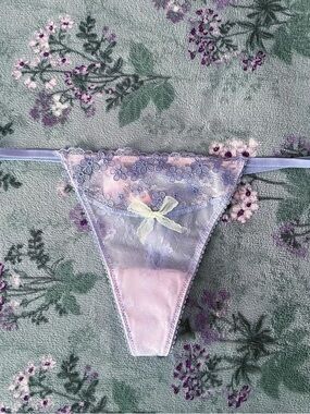 RARE Victoria’s Secret Forest Fairy Lavender Purple Lace Sheer Floral Panty 💜🎀💚